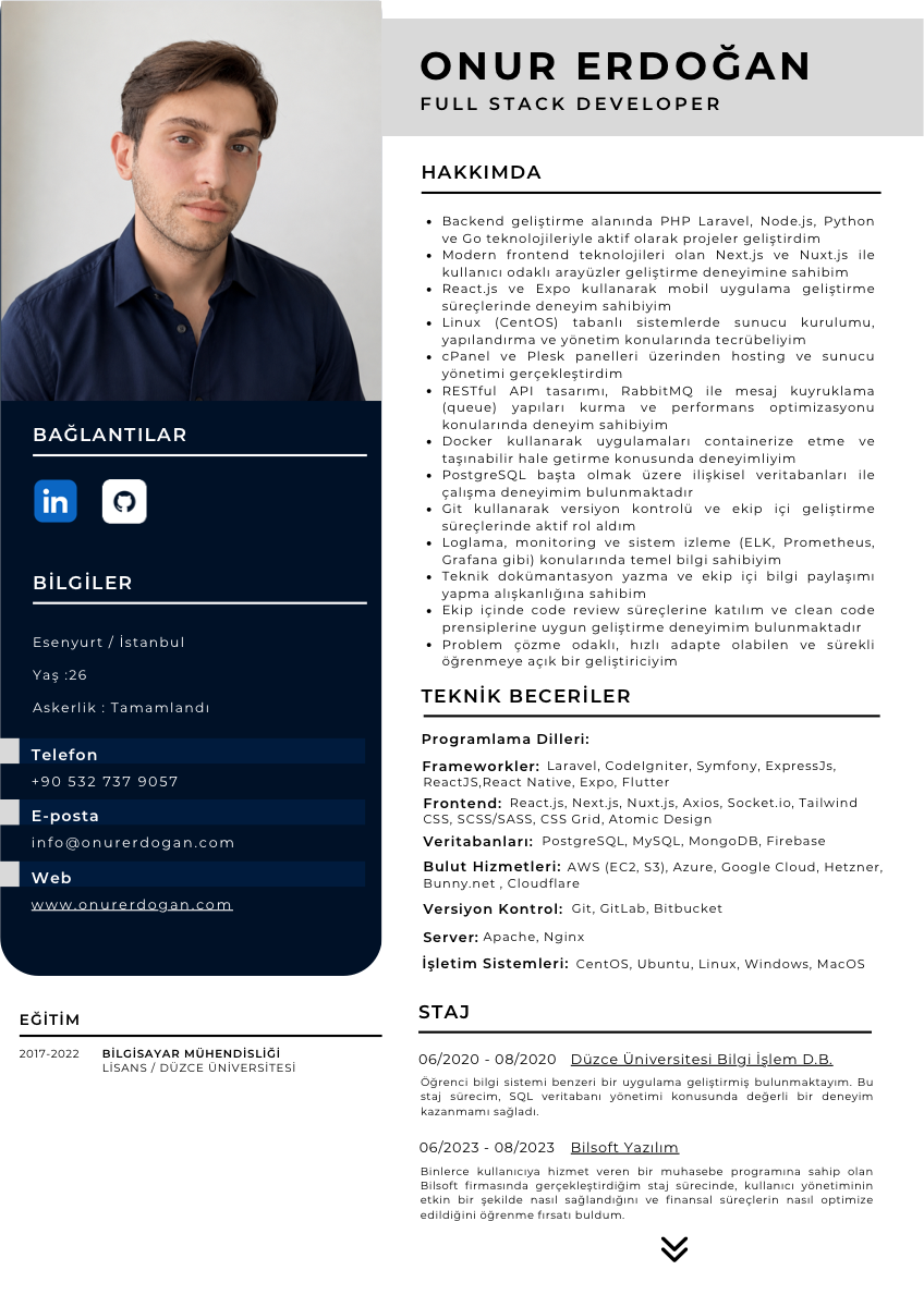 Onur Erdoğan CV PDF önizlemesi